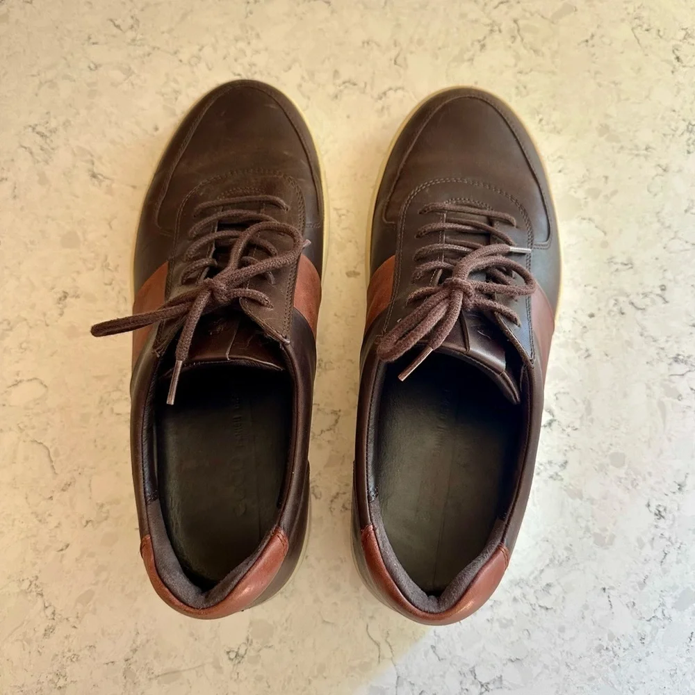 ECCO Brown Leather Casual Sneakers | Men’s 10 - Picture 9 of 9